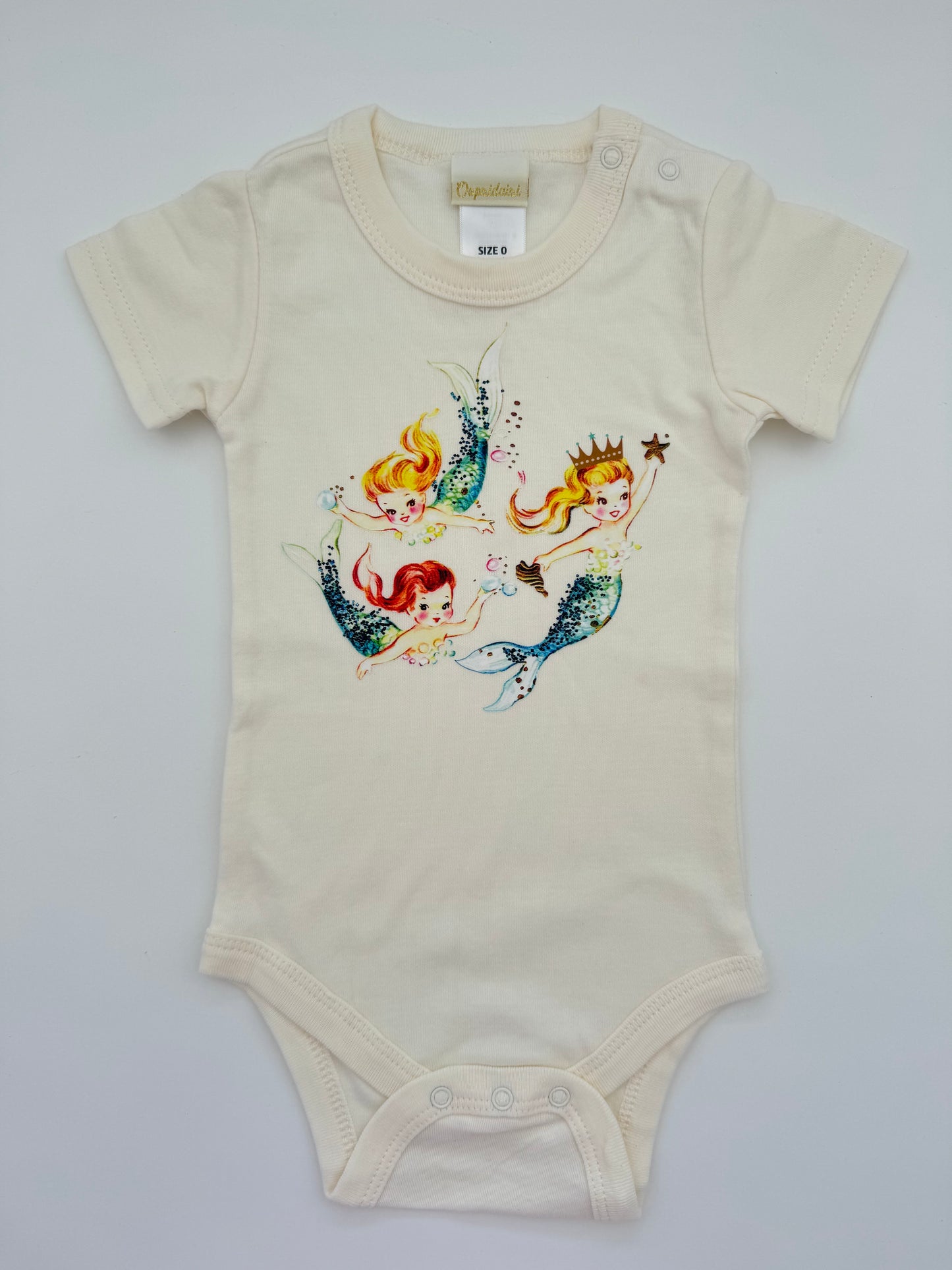 Retro Print Baby Bodysuit - Vintage Mermaids