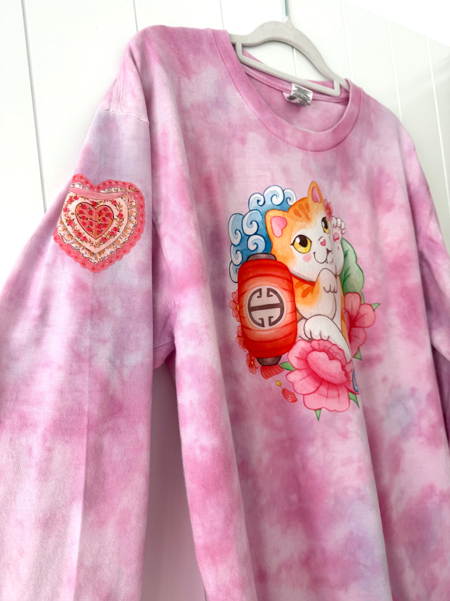 Hand Tie Dye - Long Sleeve Tee - Neko Lucky Cat