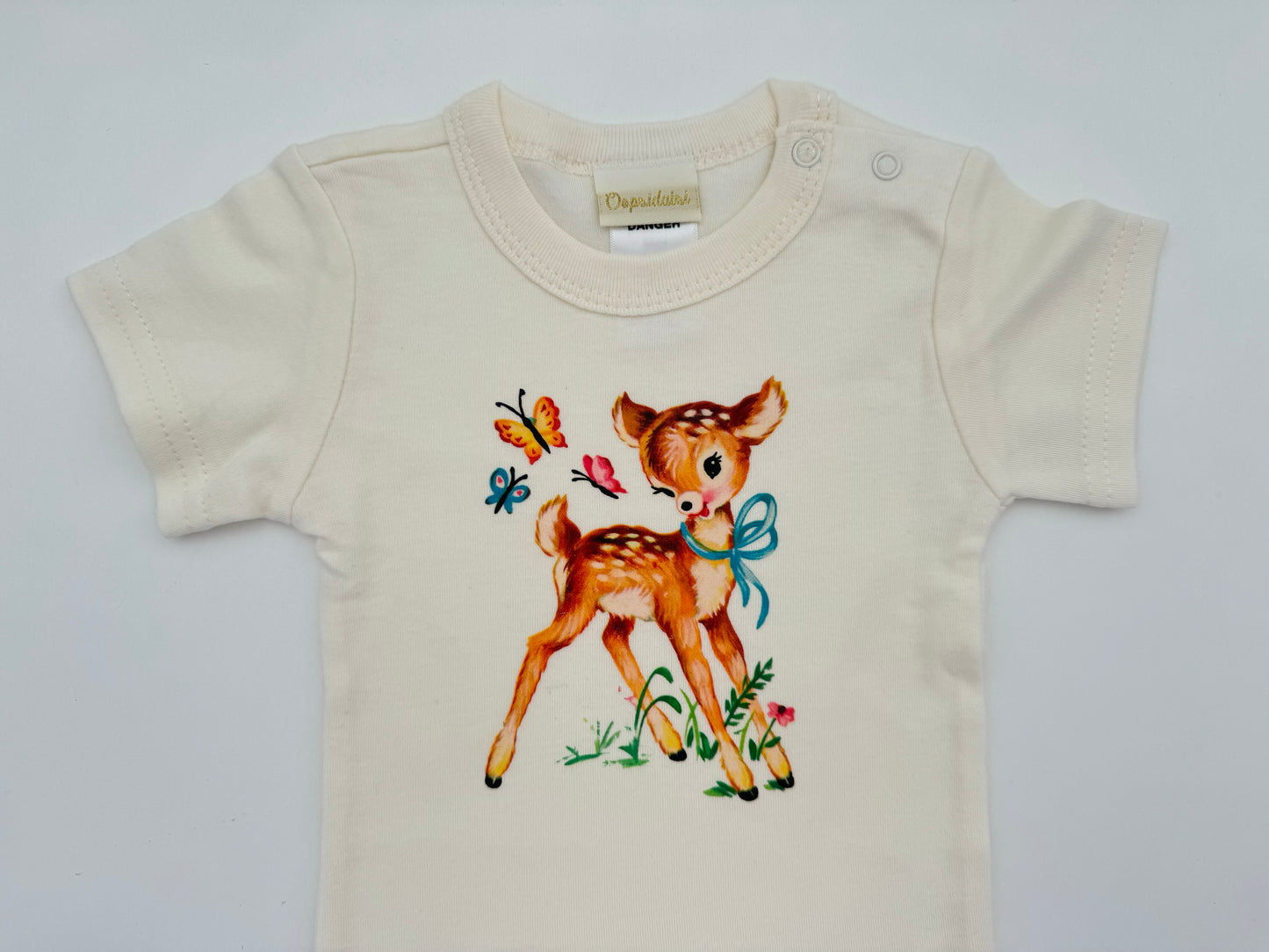 Retro Print Baby Bodysuit - Butterfly Deer