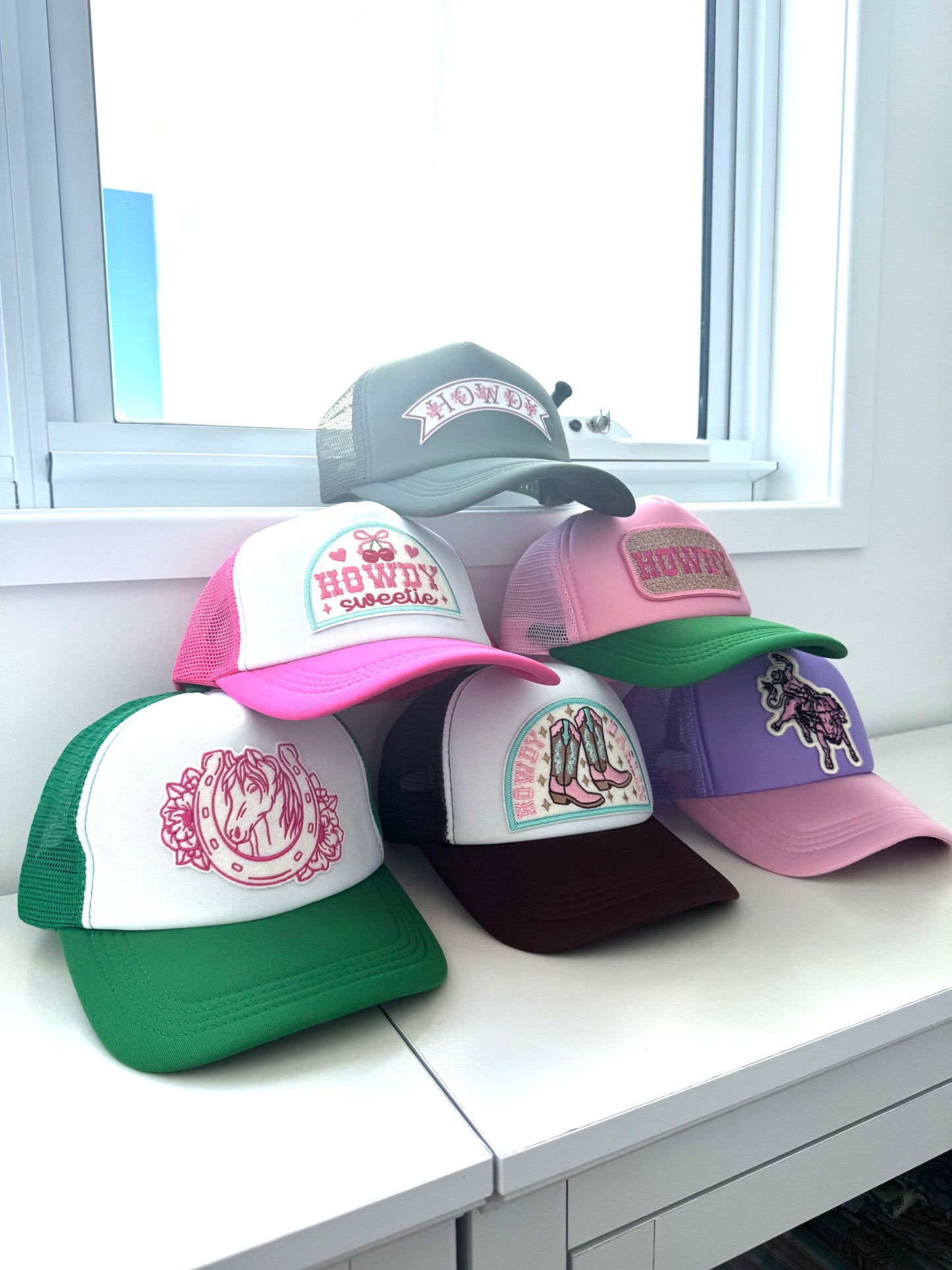 Embroidered Trucker Cap - Lucky Floral Horseshoe Horse