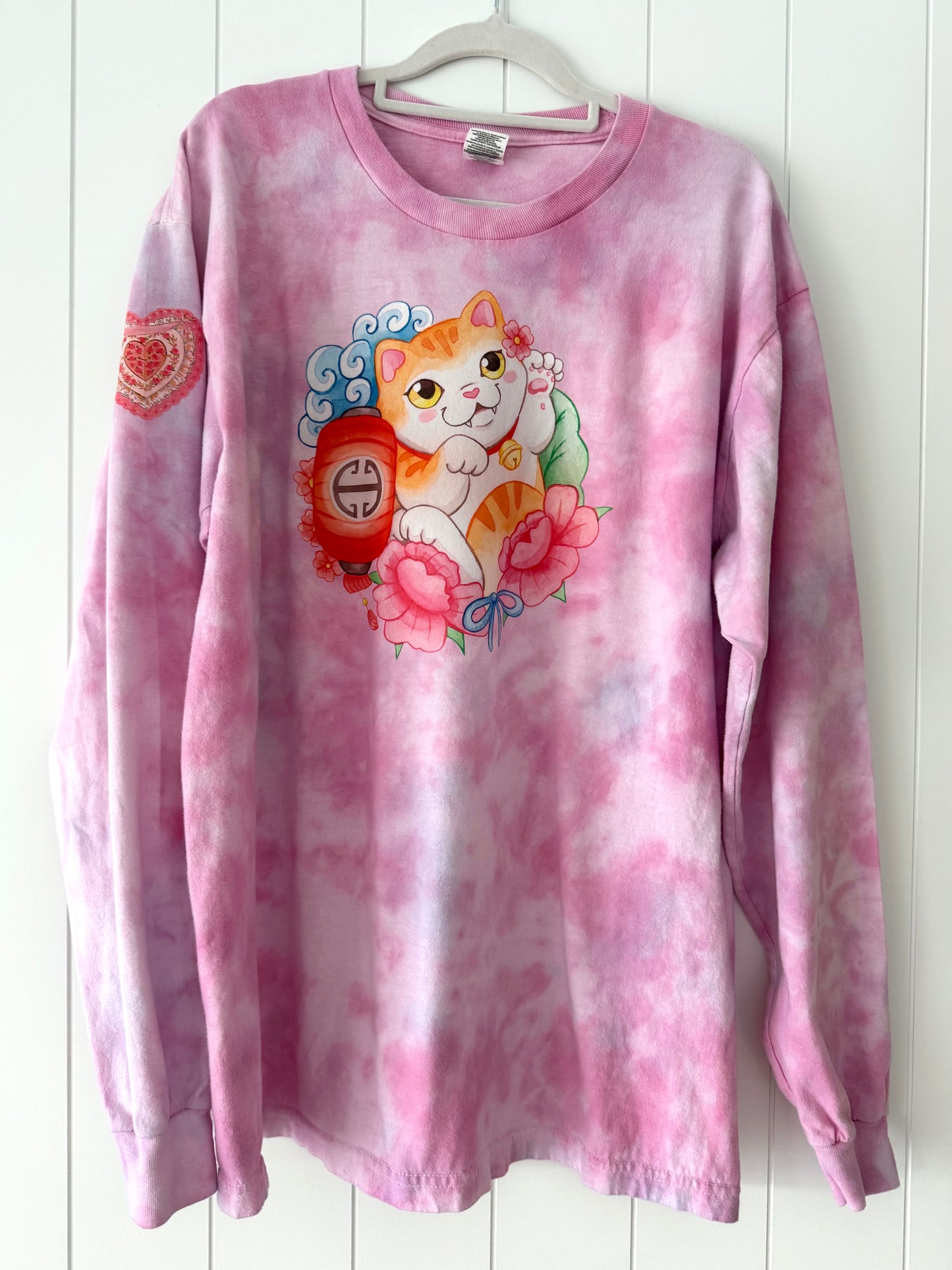 Hand Tie Dye - Long Sleeve Tee - Neko Lucky Cat