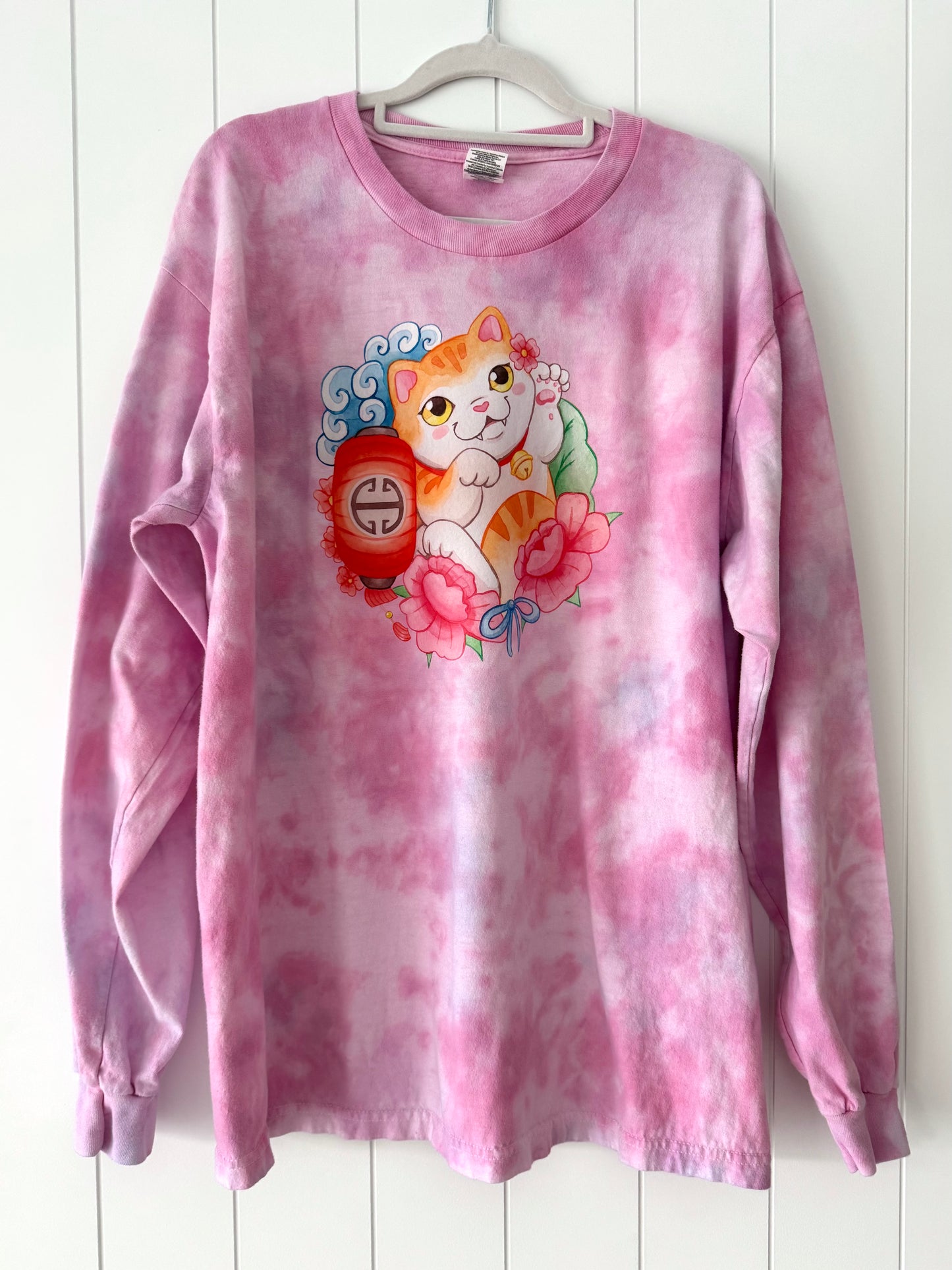 Hand Tie Dye - Long Sleeve Tee - Neko Lucky Cat