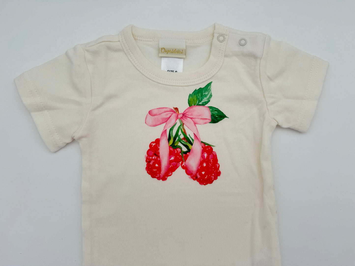 Retro Print Baby Bodysuit - Bow Raspberry