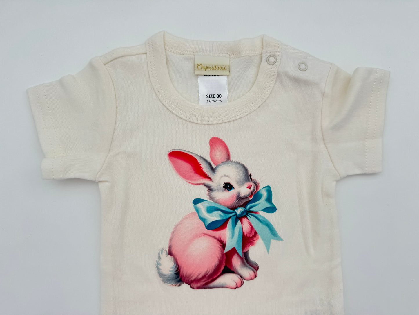 Retro Print Baby Bodysuit - Bow Bunny