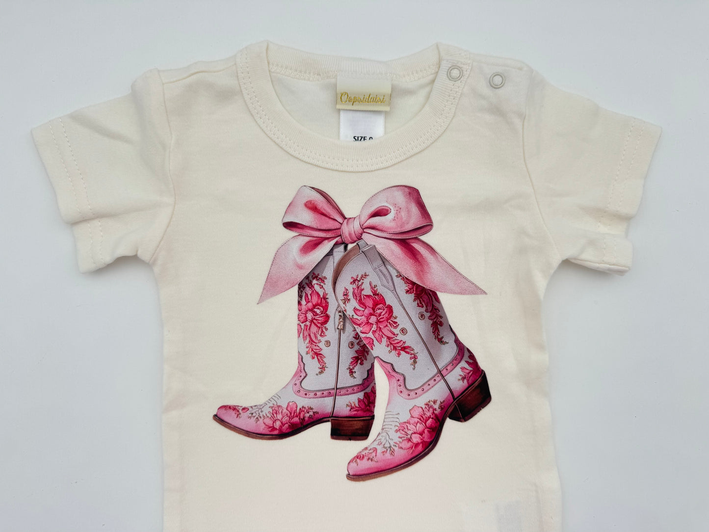 Retro Print Baby Bodysuit - Cowgirl Boots
