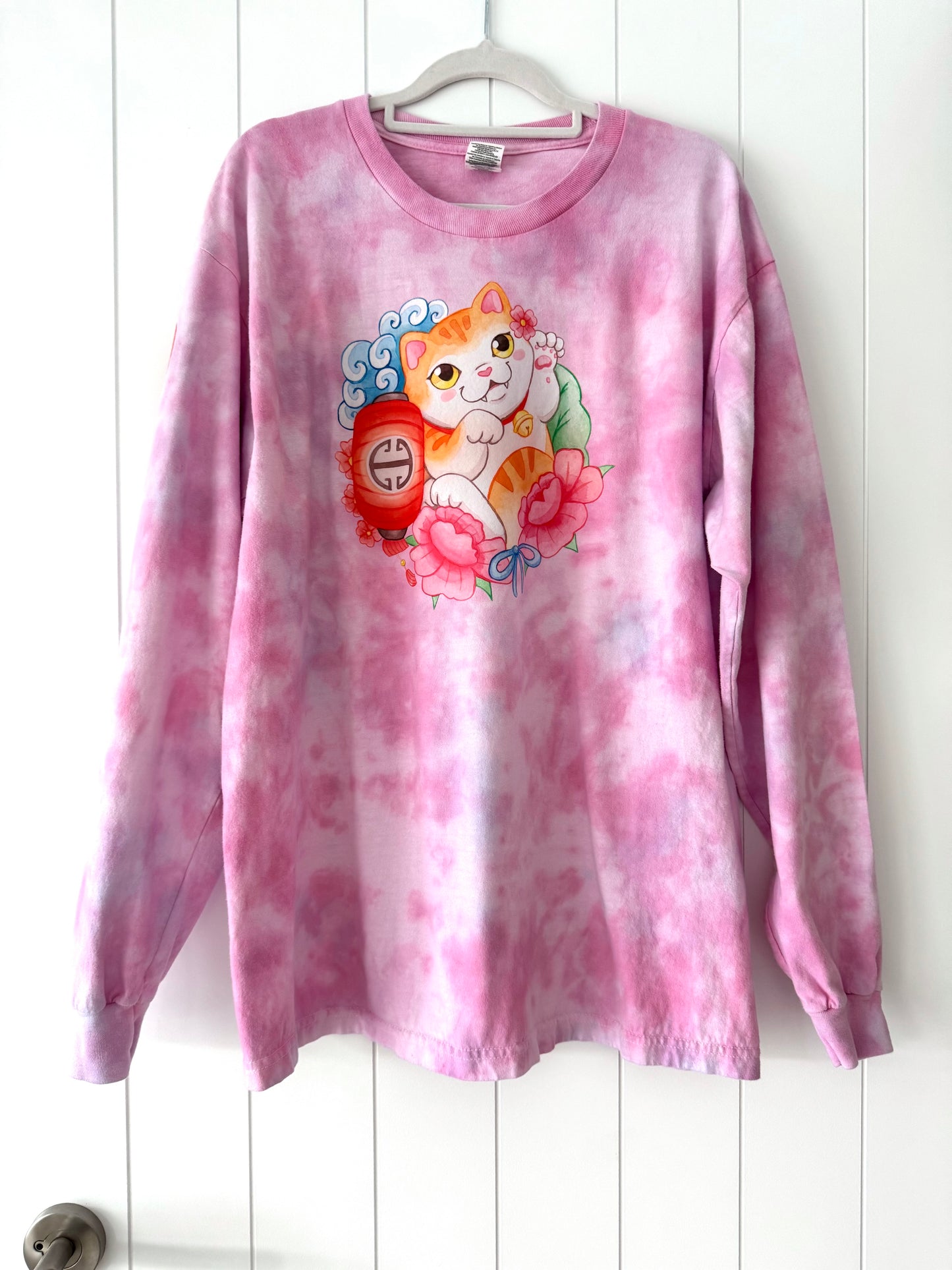 Hand Tie Dye - Long Sleeve Tee - Neko Lucky Cat