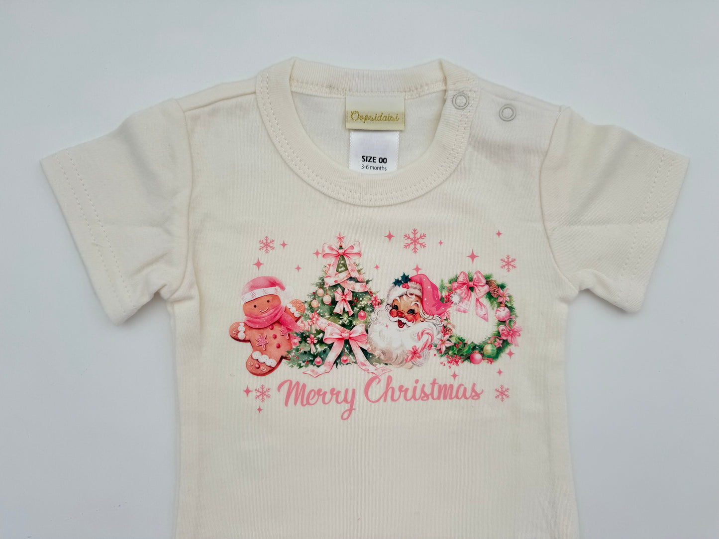 Retro Print Baby Bodysuit - Girly Christmas