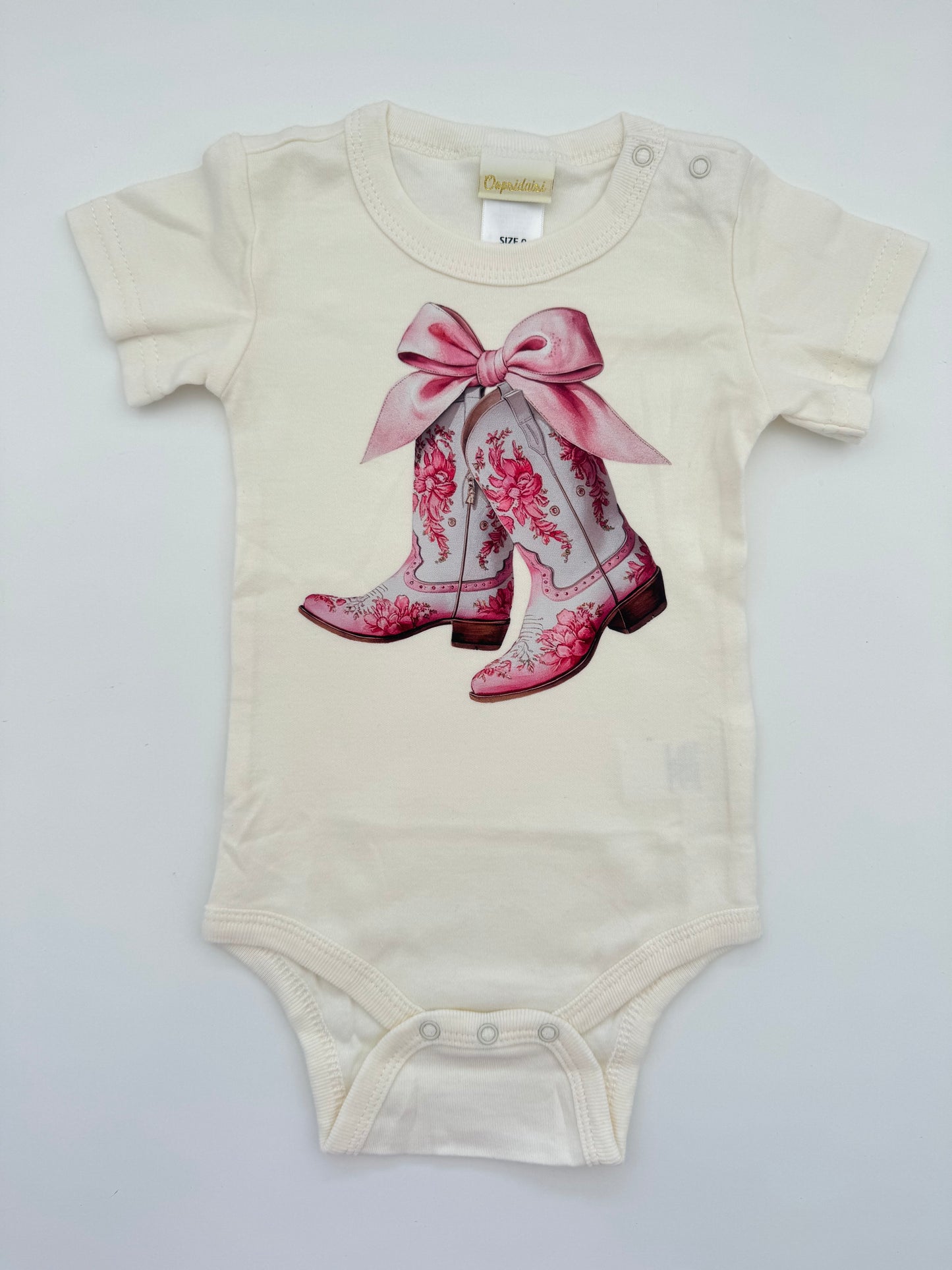 Retro Print Baby Bodysuit - Cowgirl Boots