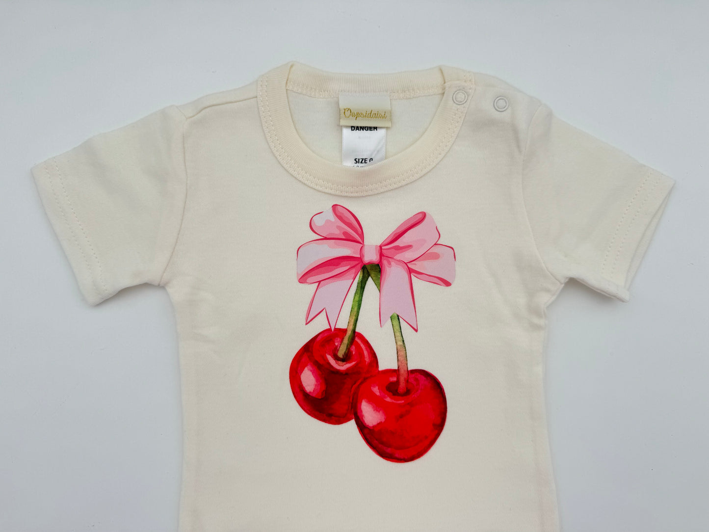 Retro Print Baby Bodysuit - Cherry Bow