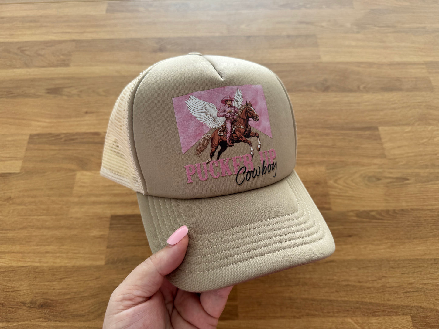 Printed Trucker Cap - Pucker Up Cowboy