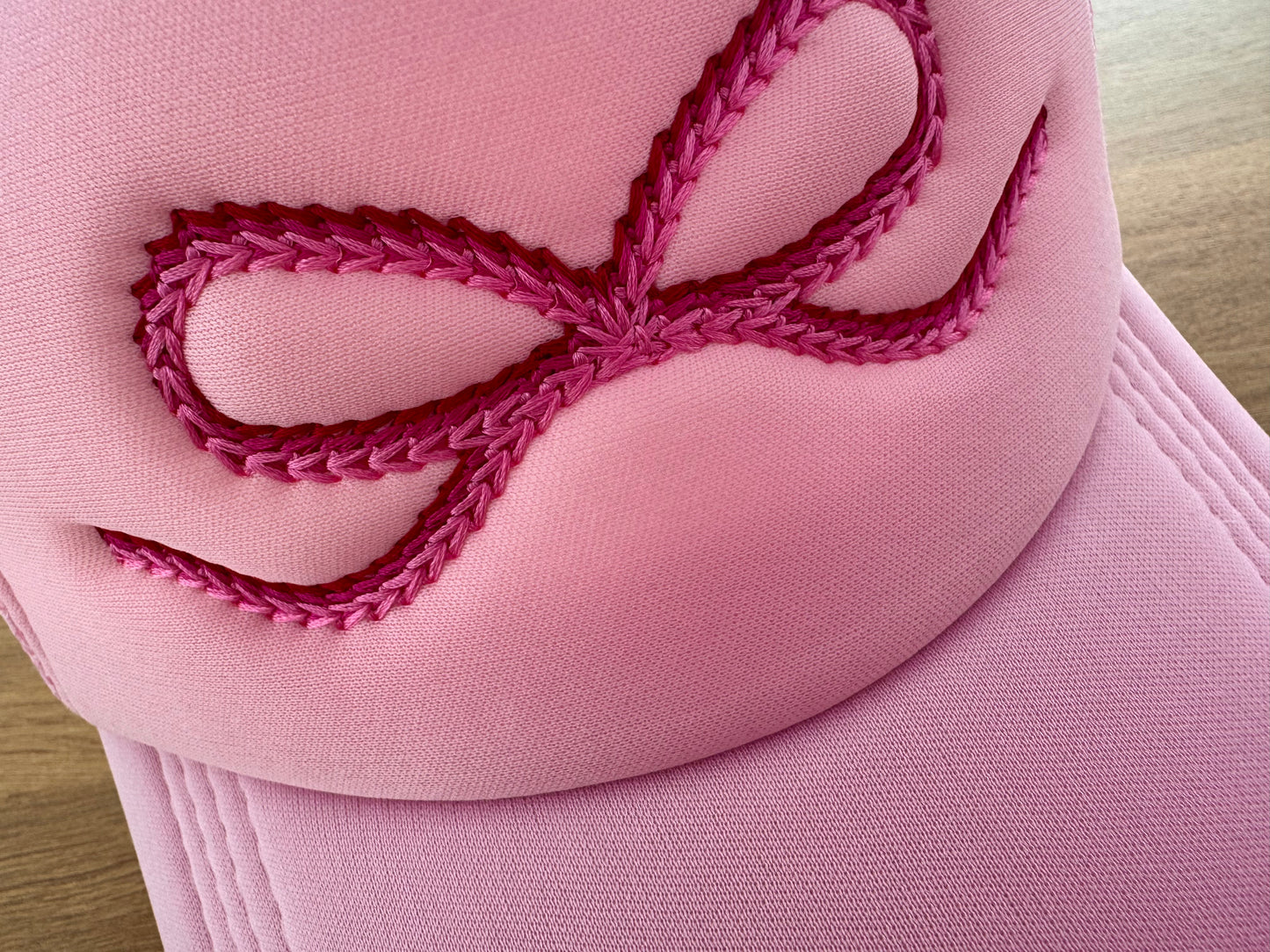 Embroidered Trucker Cap - Chain Stitch Bow