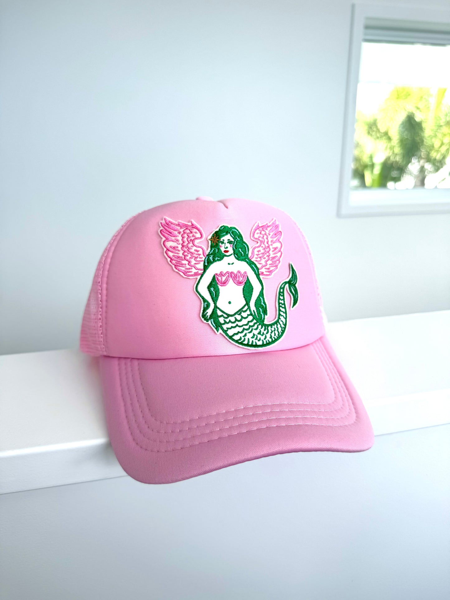 Embroidered Trucker Cap - Flying Mermaid
