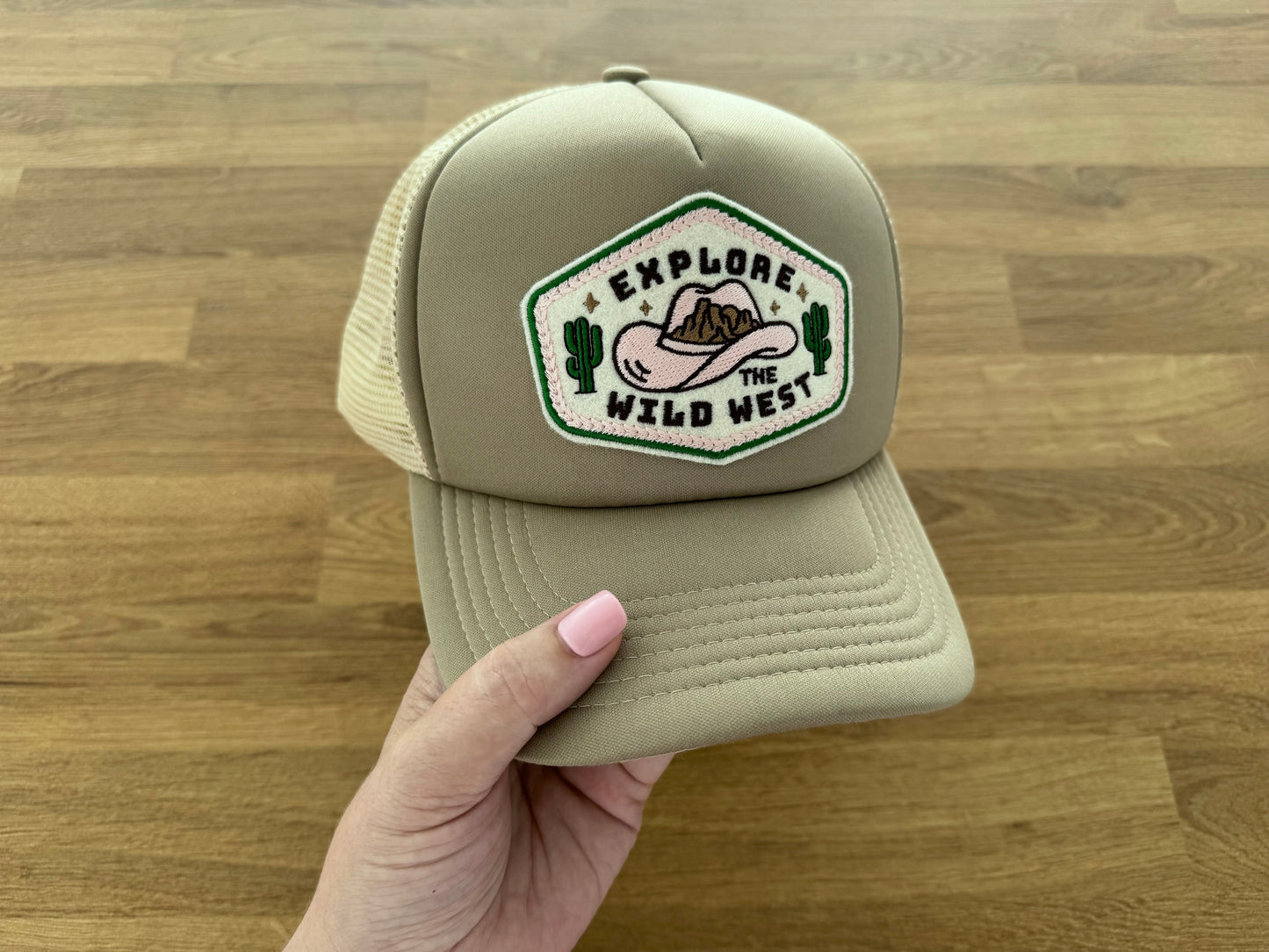 Embroidered Trucker Cap - EXPLORE THE WILD WEST