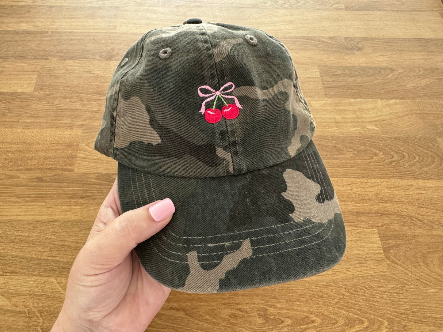 Embroidered Dad Cap - Camo Cherry