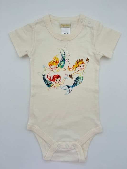 Retro Print Baby Bodysuit - Vintage Mermaids