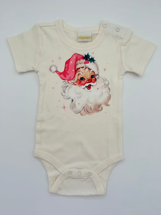 Retro Print Baby Bodysuit - Santa