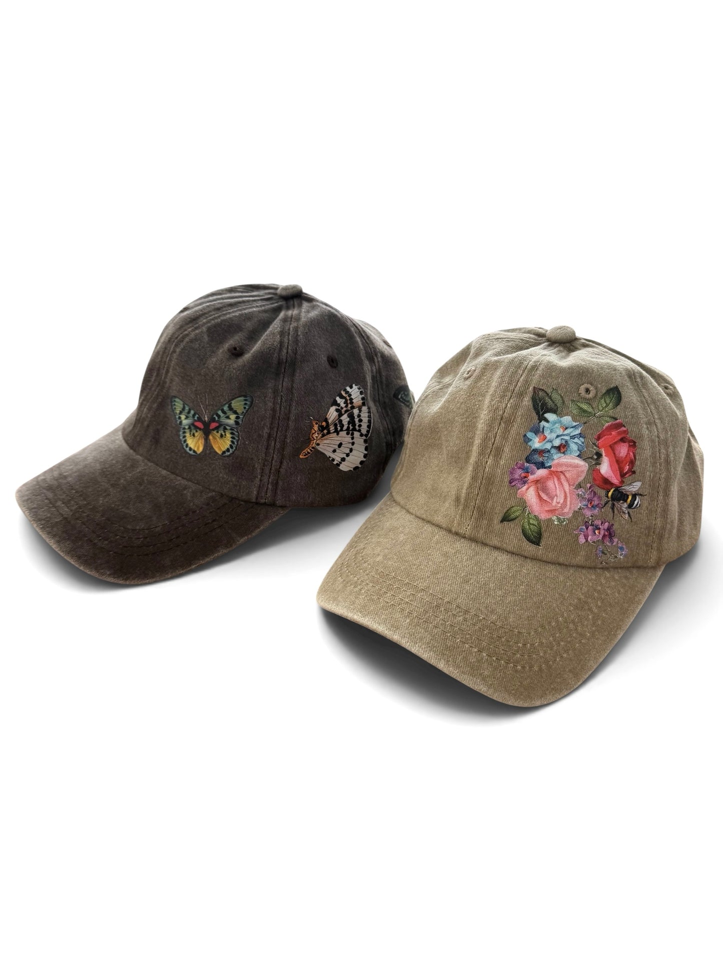 Printed Dad Cap - Straw Vintage Floral
