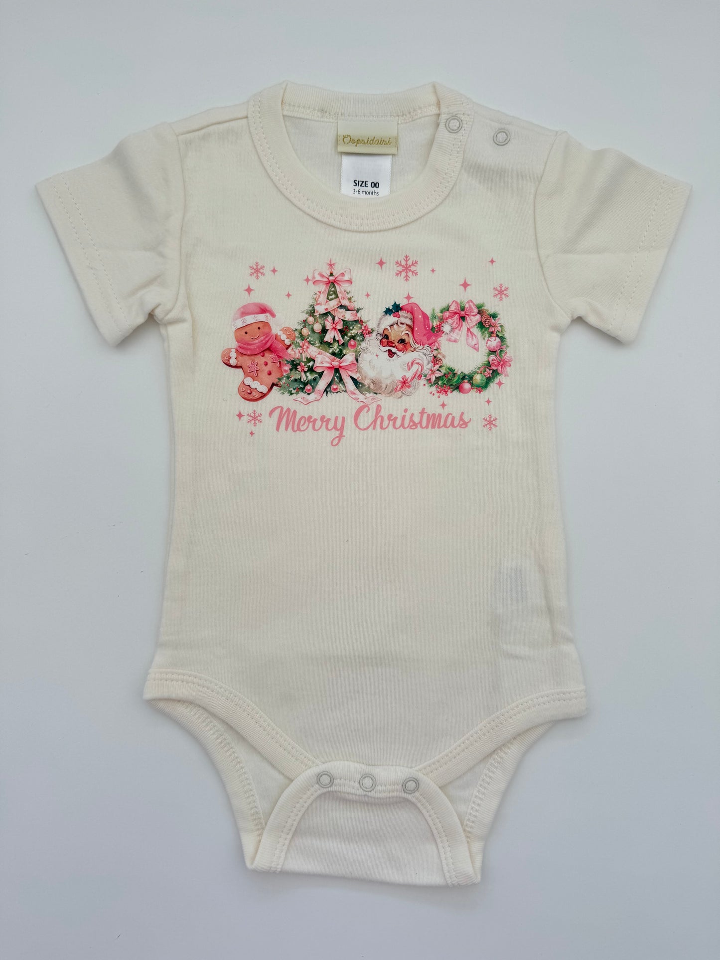 Retro Print Baby Bodysuit - Girly Christmas