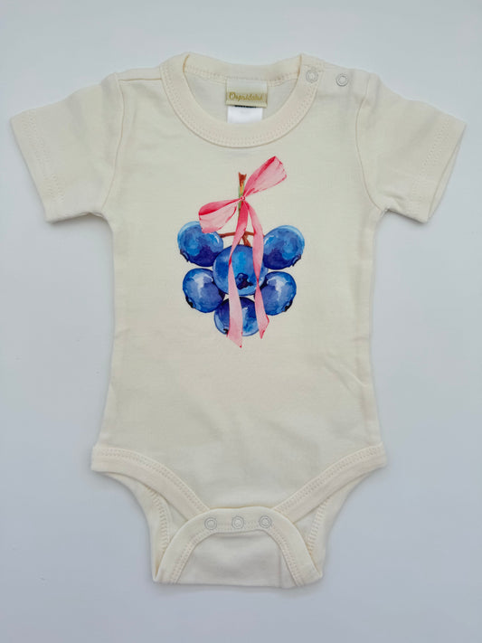 Retro Print Baby Bodysuit - Blueberry Bow