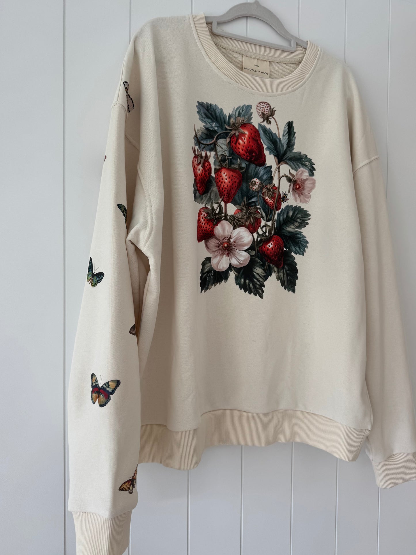 Long Sleeve Sweatshirt - Strawberry Patch & Butterflies