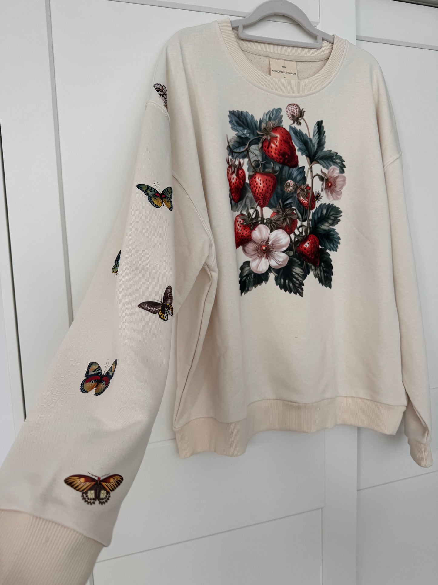 Long Sleeve Sweatshirt - Strawberry Patch & Butterflies
