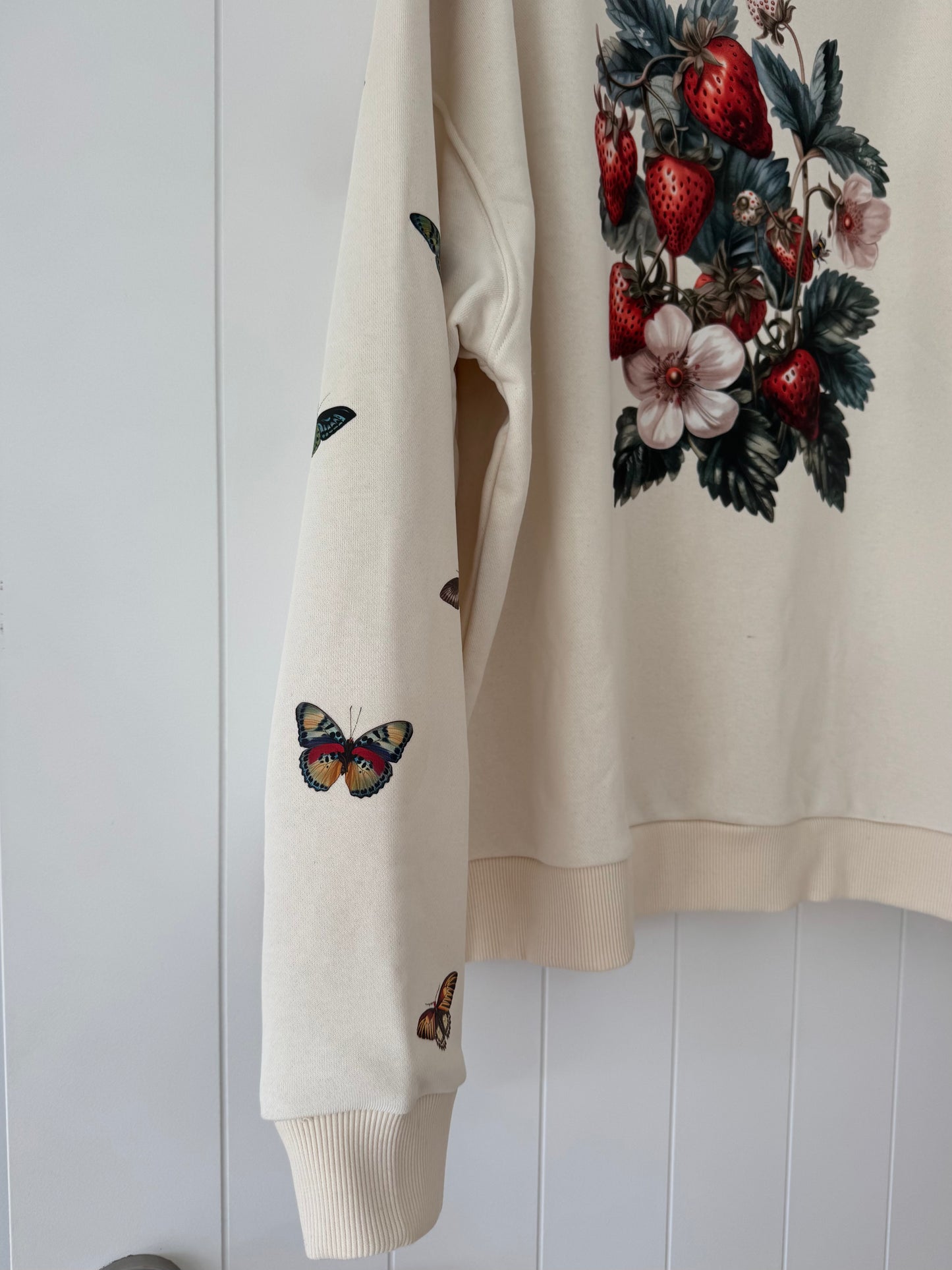 Long Sleeve Sweatshirt - Strawberry Patch & Butterflies