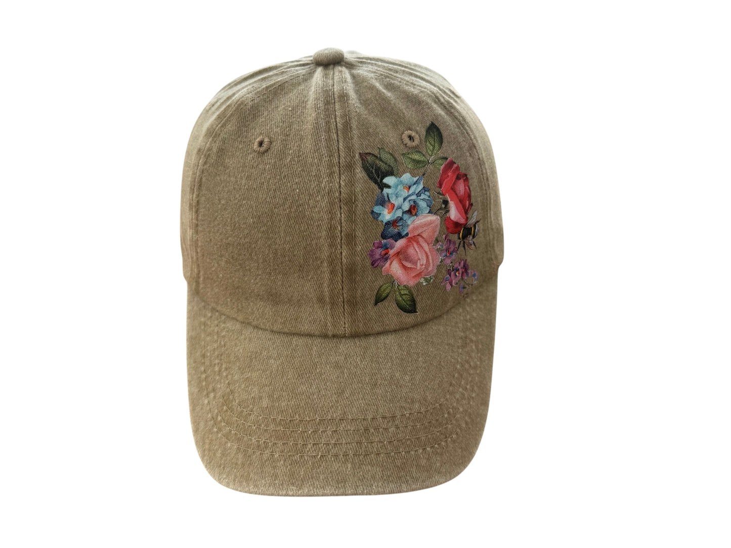 Printed Dad Cap - Straw Vintage Floral